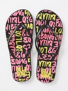 Billabong Flip Flops – Graffiti Print, Size 8
